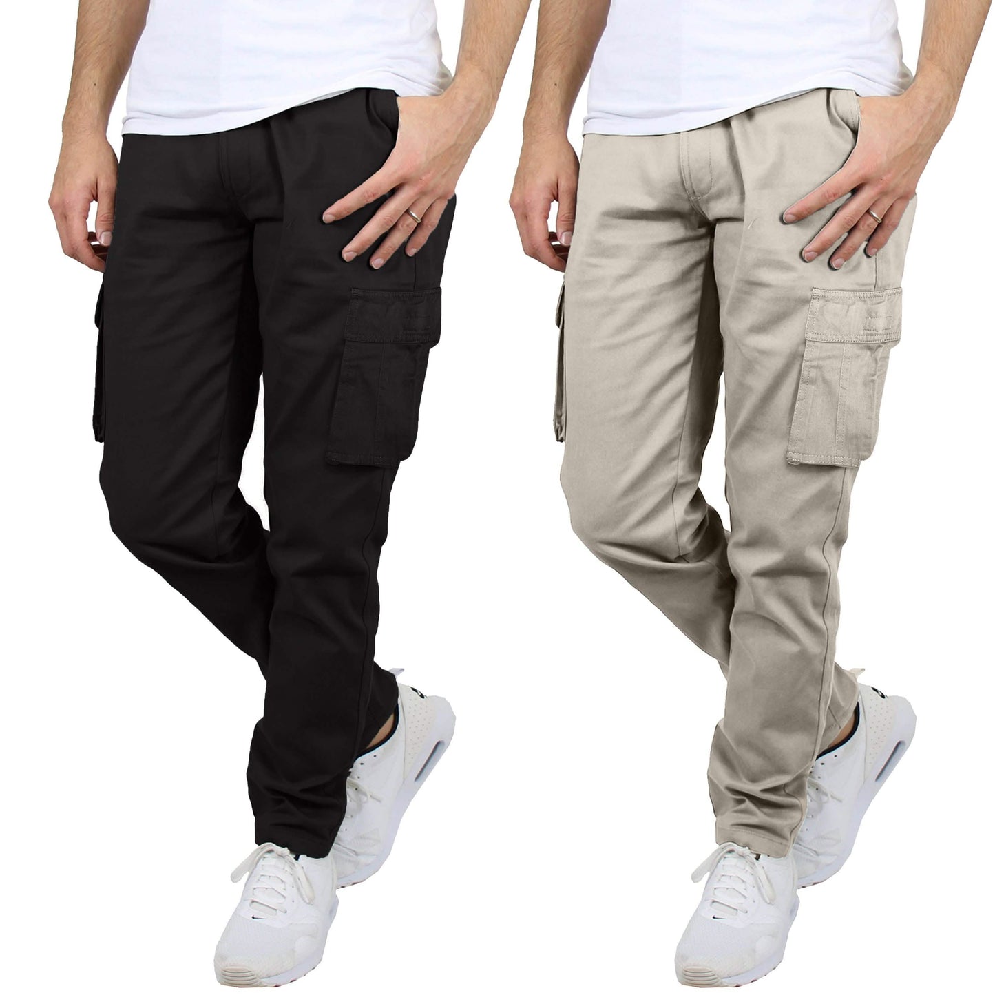 2-Pack: Men's Cotton Cargo Pants With Belt