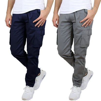 2-Pack: Men's Cotton Cargo Pants With Belt