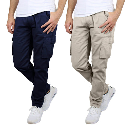 2-Pack: Men's Cotton Cargo Pants With Belt
