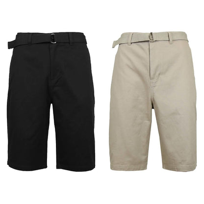 2-Pack: Men's Cotton Chino Shorts with Belt