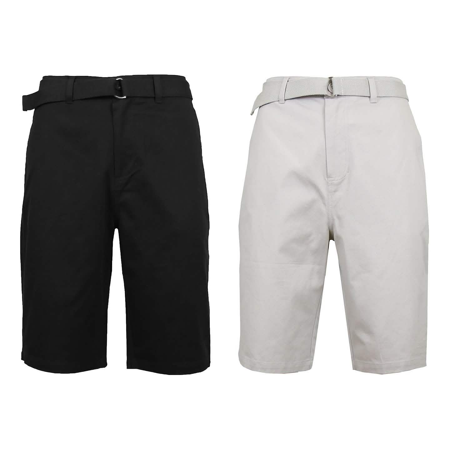 2-Pack: Men's Cotton Chino Shorts with Belt