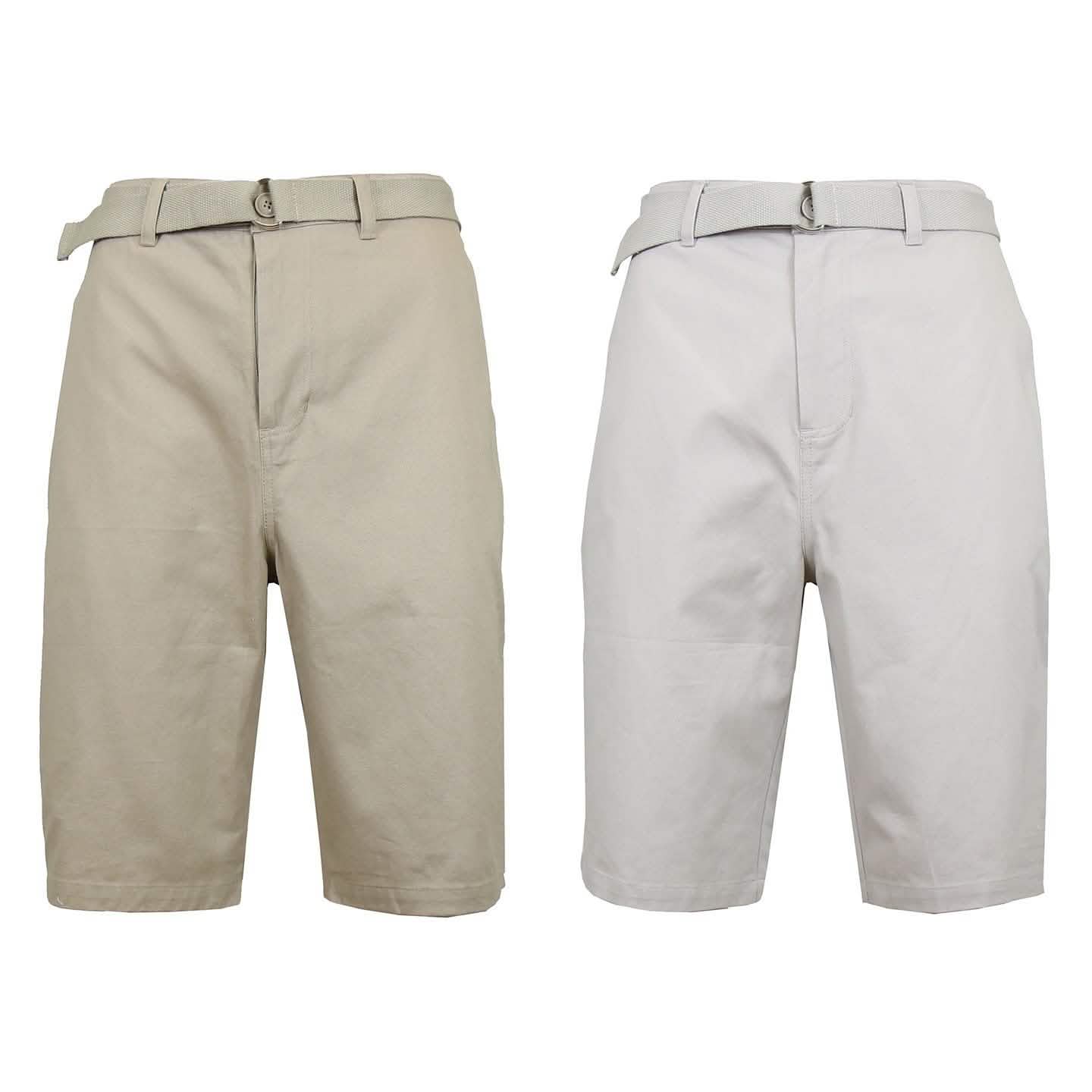 2-Pack: Men's Cotton Chino Shorts with Belt