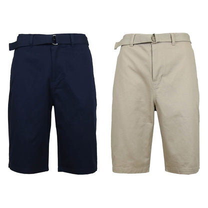 2-Pack: Men's Cotton Chino Shorts with Belt
