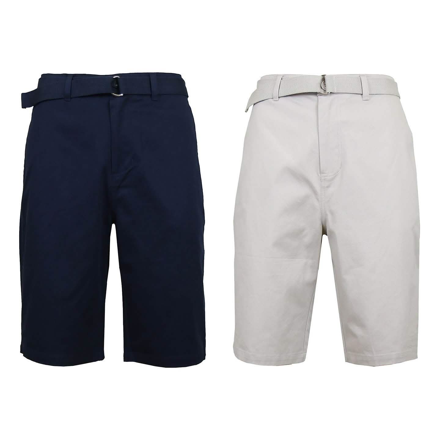 2-Pack: Men's Cotton Chino Shorts with Belt