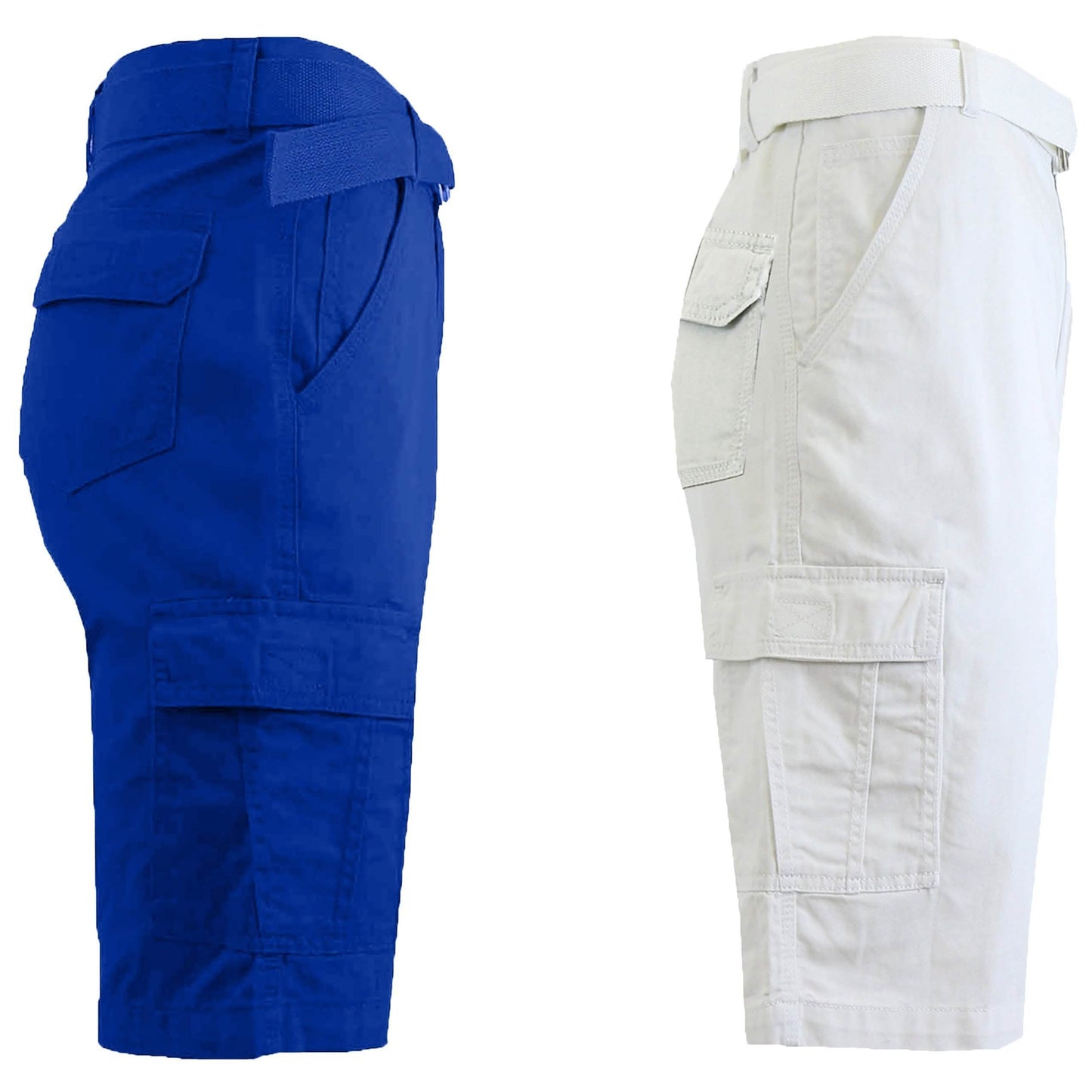 2-Pack: Men's Cotton Classic Cargo Shorts With Belt