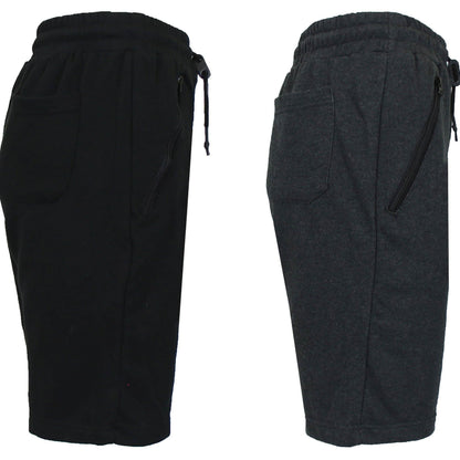 2-Pack: Men's French Terry Zipper Pockets Jogger Sweat Lounge Shorts