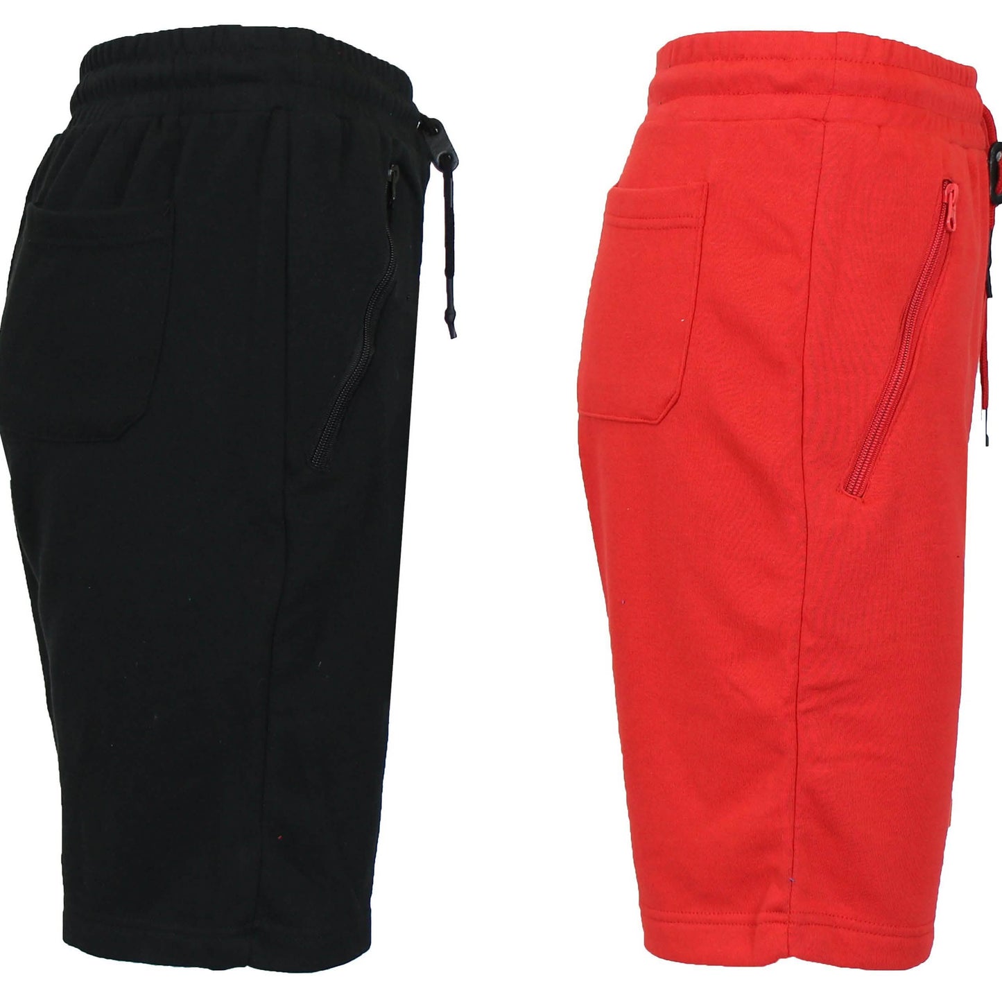 2-Pack: Men's French Terry Zipper Pockets Jogger Sweat Lounge Shorts