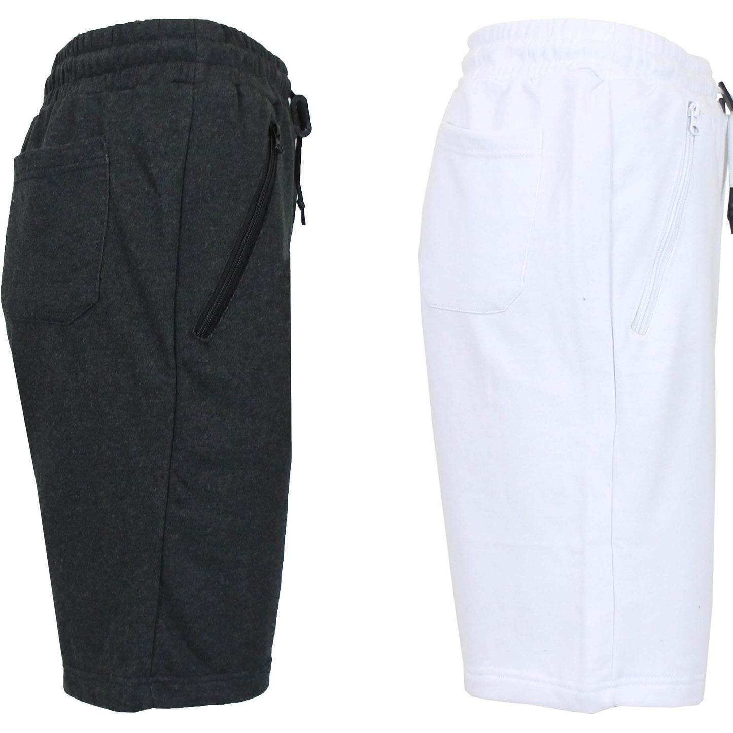 2-Pack: Men's French Terry Zipper Pockets Jogger Sweat Lounge Shorts