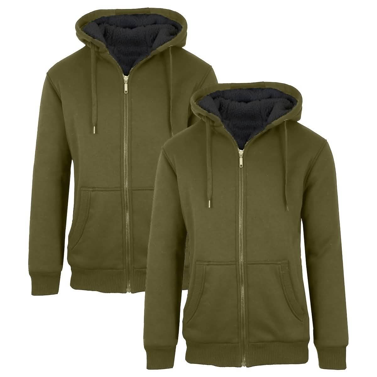 2-Pack: Men's Heavyweight Sherpa Fleece-Lined Zip Hoodie