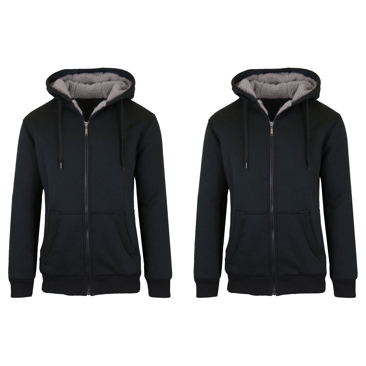 2-Pack: Men's Heavyweight Sherpa Fleece-Lined Zip Hoodie Sweater