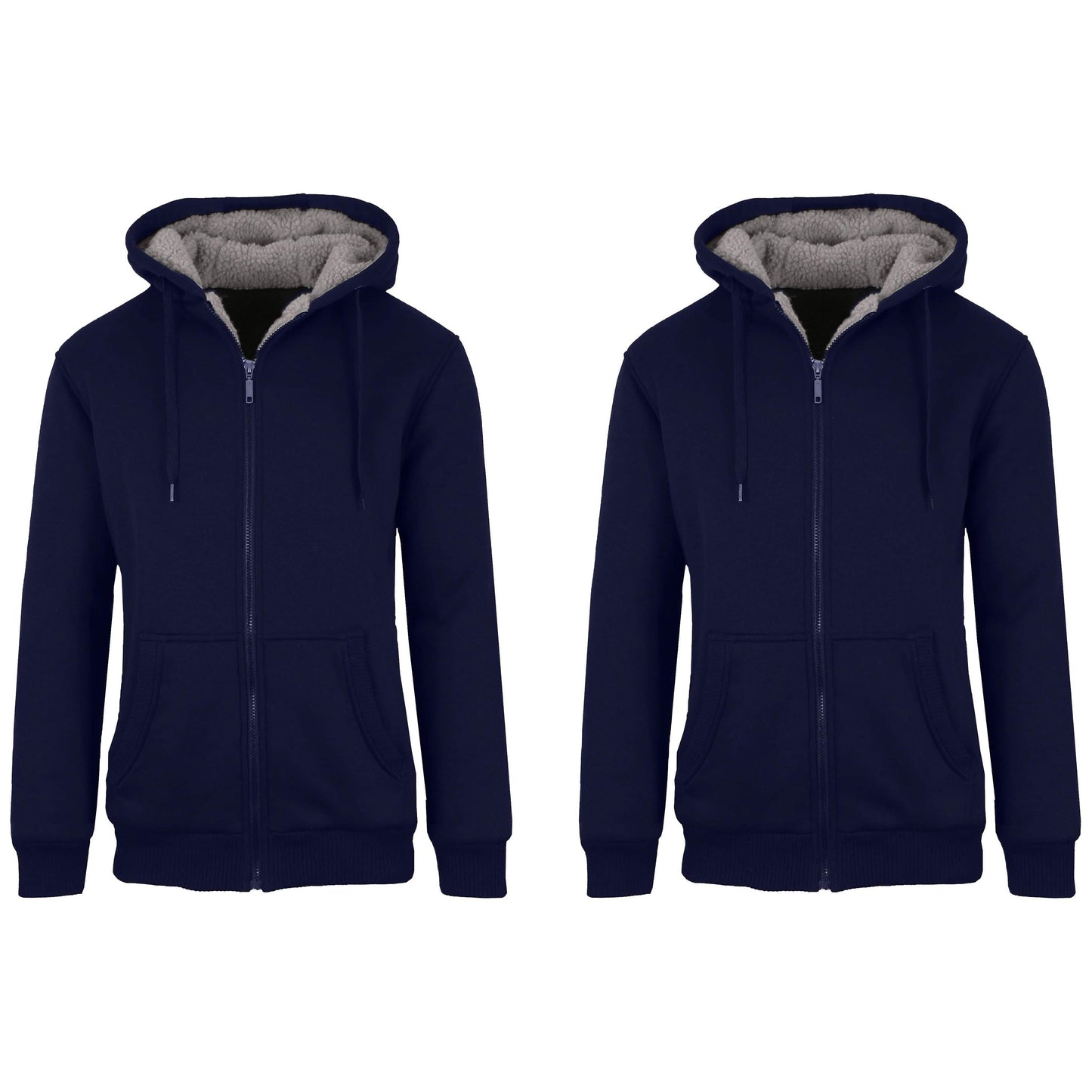 2-Pack: Men's Heavyweight Sherpa Fleece-Lined Zip Hoodie Sweater