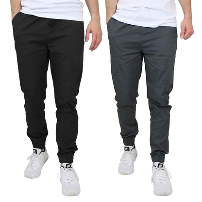 2-Pack: Mens Lightweight Cotton Stretch Jogger Pants