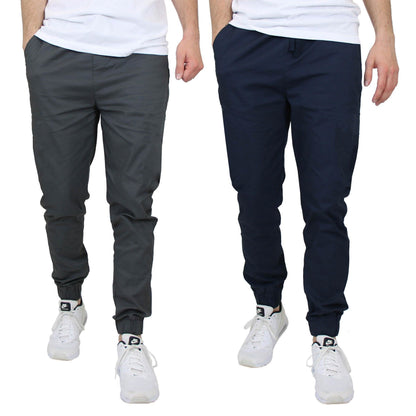 2-Pack: Mens Lightweight Cotton Stretch Jogger Pants