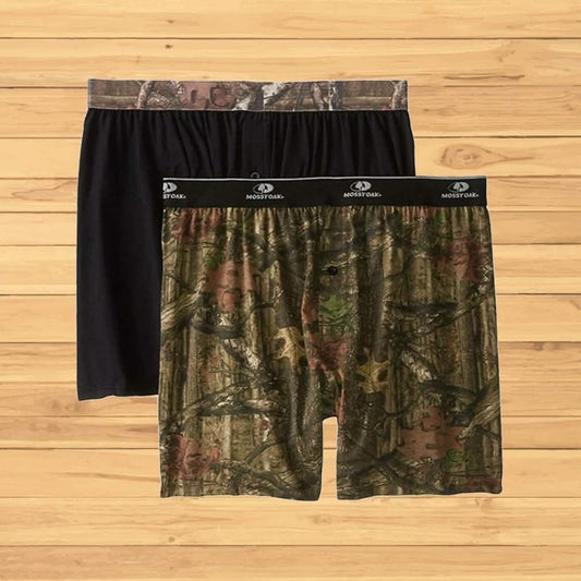 2-Pack: Men's Mossy Oak Moisture Wicking Boxer Shorts