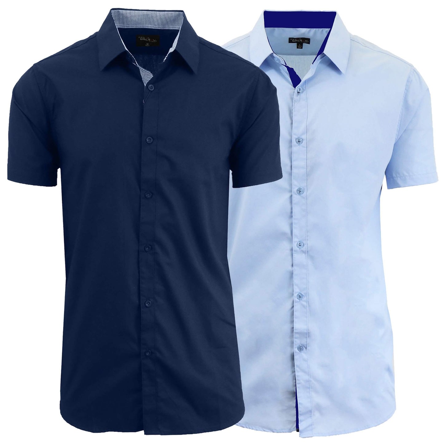 2-Pack: Men's Slim Fit Short Sleeve Dress Shirts