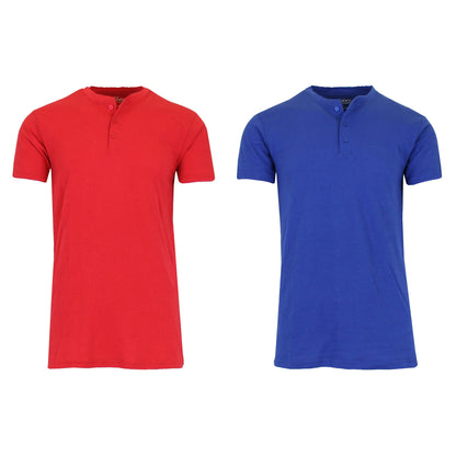 2-Pack: Men's Slim Fitting Short Sleeve Henley Slub Tee