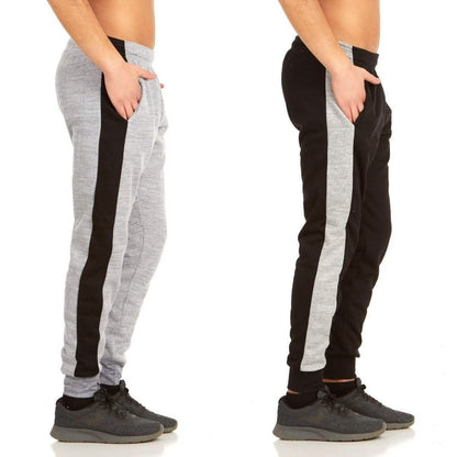 2-Pack: Men's Striped Marled Fleece Jogger Pants