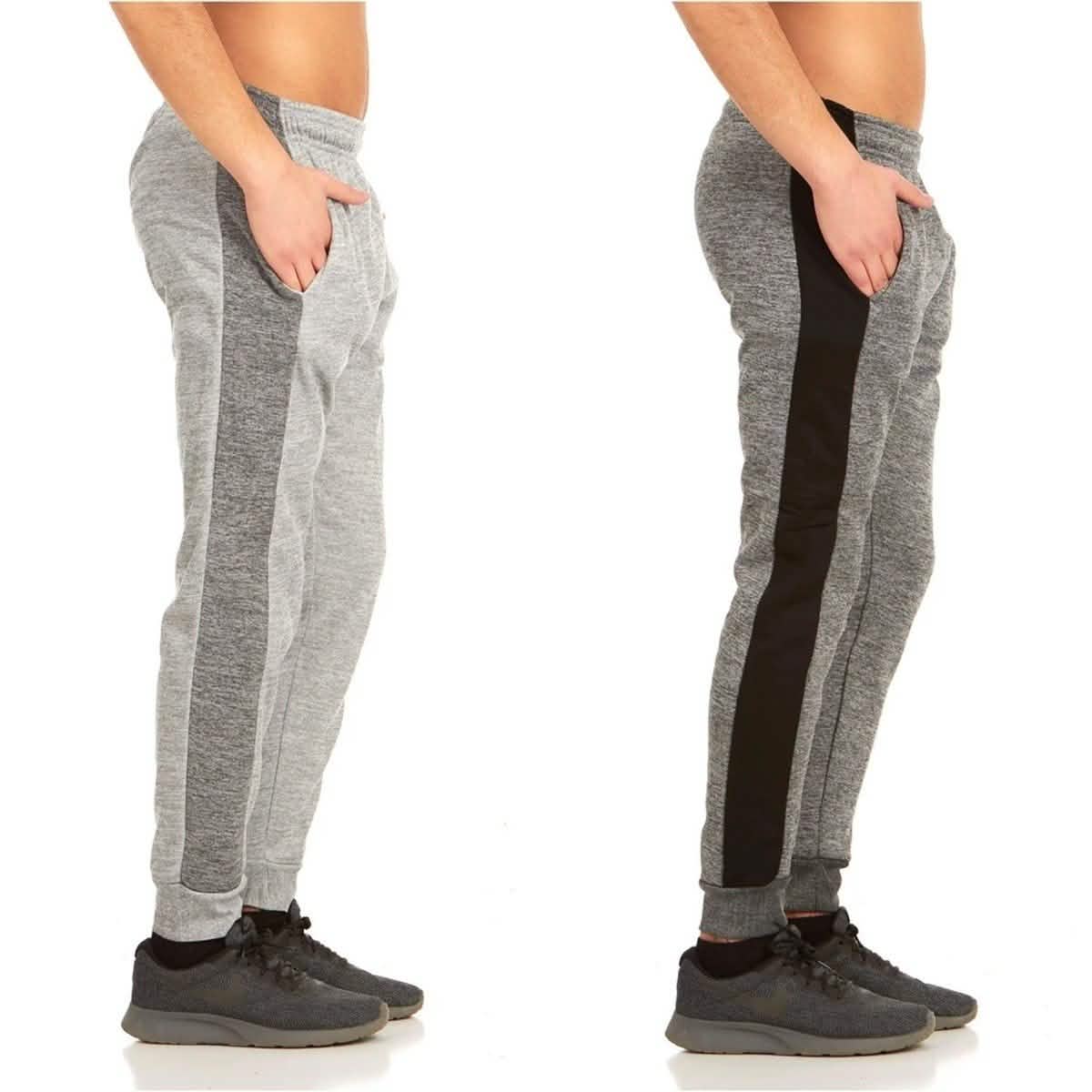 2-Pack: Men's Striped Marled Fleece Jogger Pants