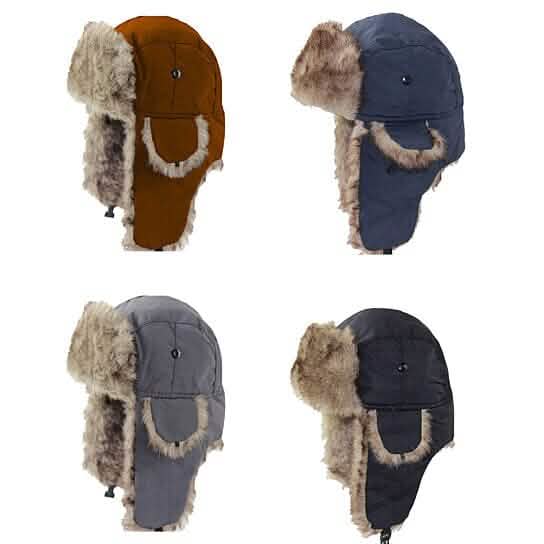 2-Pack: Men's Ushanka Winter Faux Fur Hat with Ear Flaps