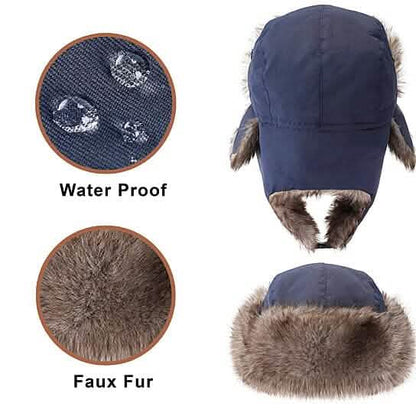 2-Pack: Men's Ushanka Winter Faux Fur Hat with Ear Flaps