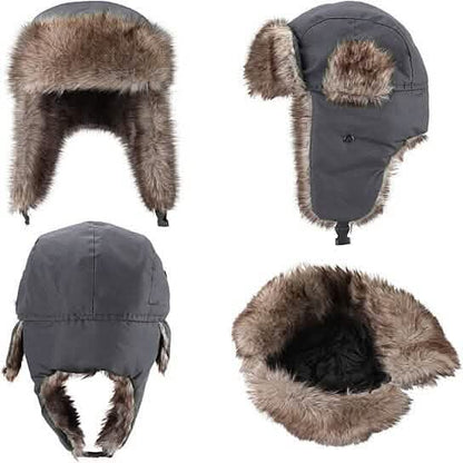 2-Pack: Men's Ushanka Winter Faux Fur Hat with Ear Flaps