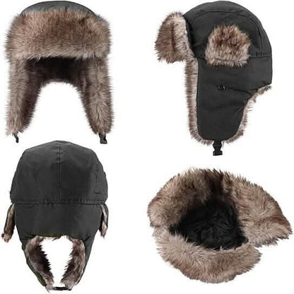 2-Pack: Men's Ushanka Winter Faux Fur Hat with Ear Flaps