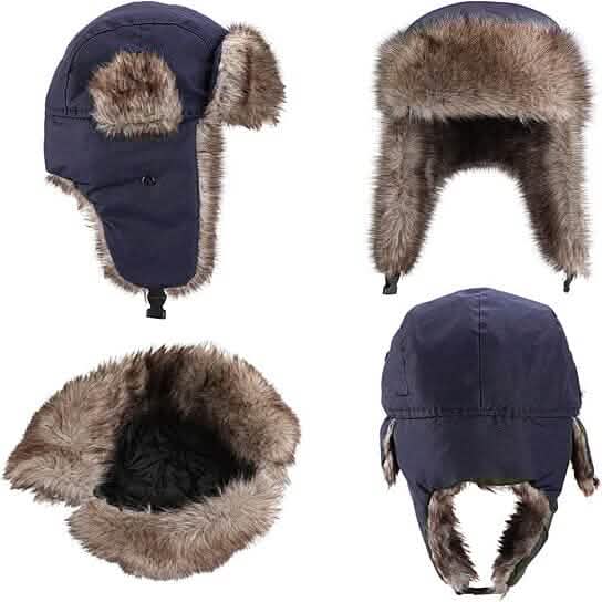 2-Pack: Men's Ushanka Winter Faux Fur Hat with Ear Flaps