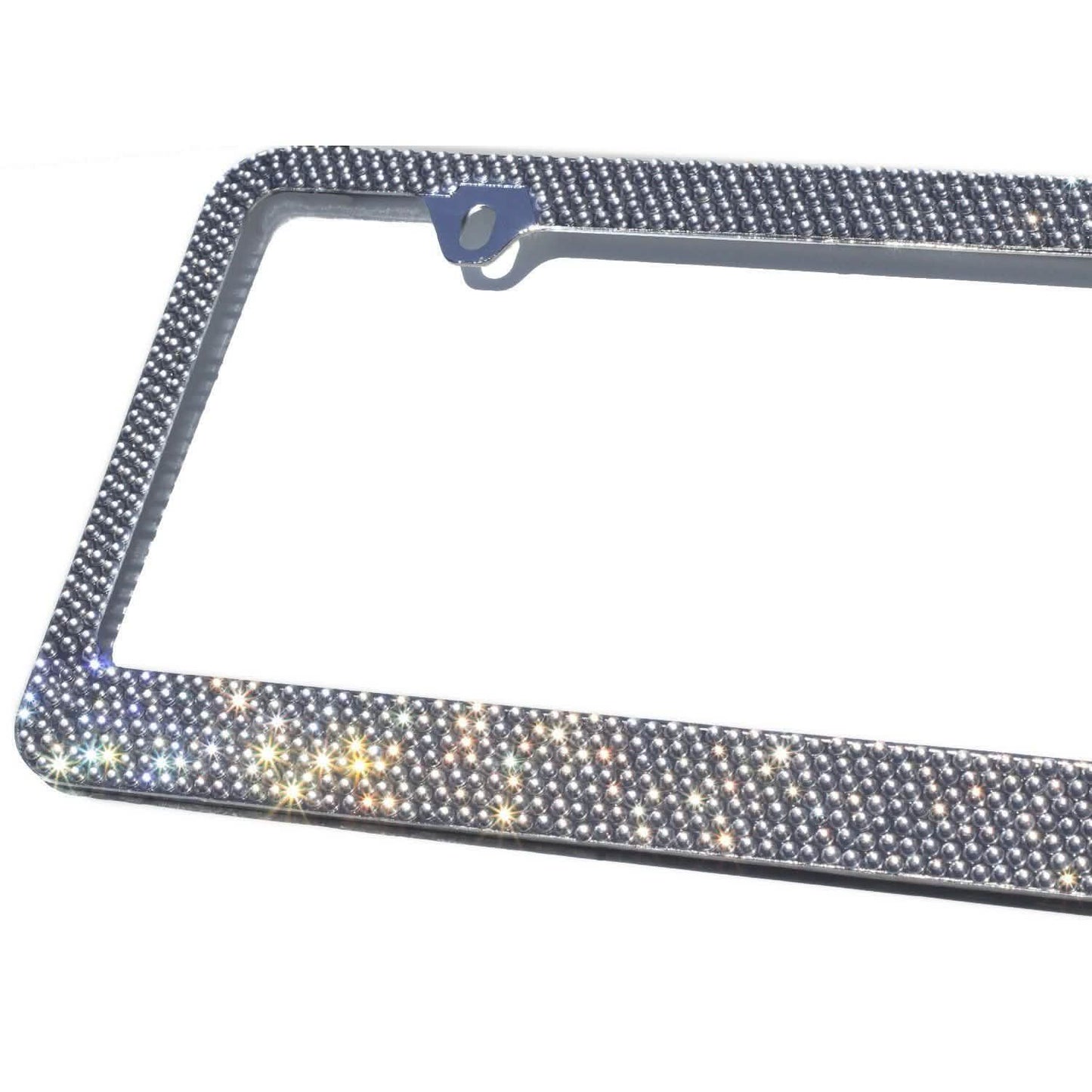 2-Pack: Metal License Plate Frame Bling RhineStones Chrome Swarovski Crystal Diamond