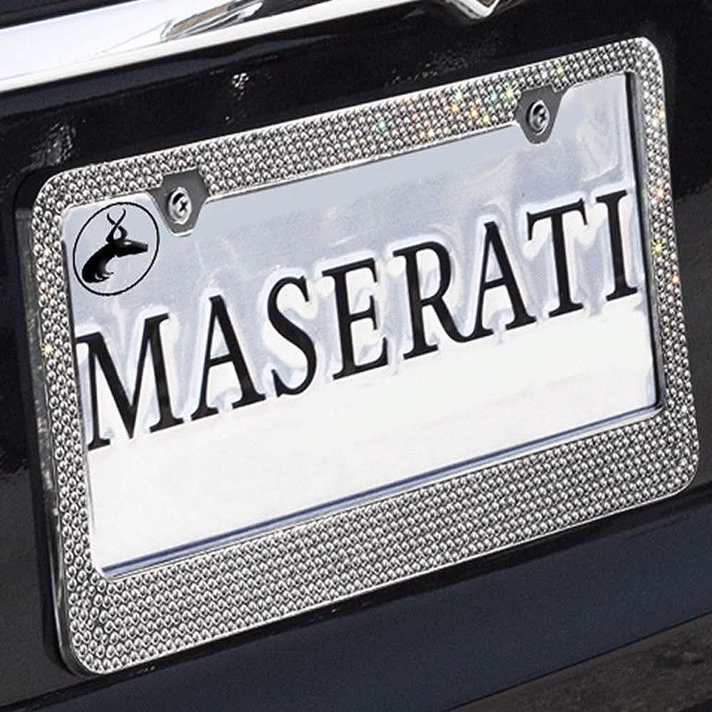 2-Pack: Metal License Plate Frame With Glitter Bling Rhinestone Diamonds