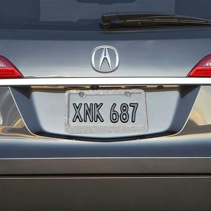 2-Pack: Metal License Plate Frame With Glitter Bling Rhinestone Diamonds
