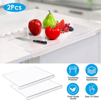 2-Pack: Non-Slip Transparent Countertop Cutting Board Kitchen Countertop Protector