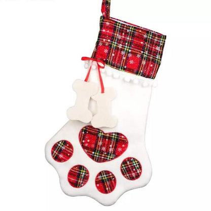 2-Pack: Plaid Christmas Pet Dog Cat Paw Hanging Stocking Socks