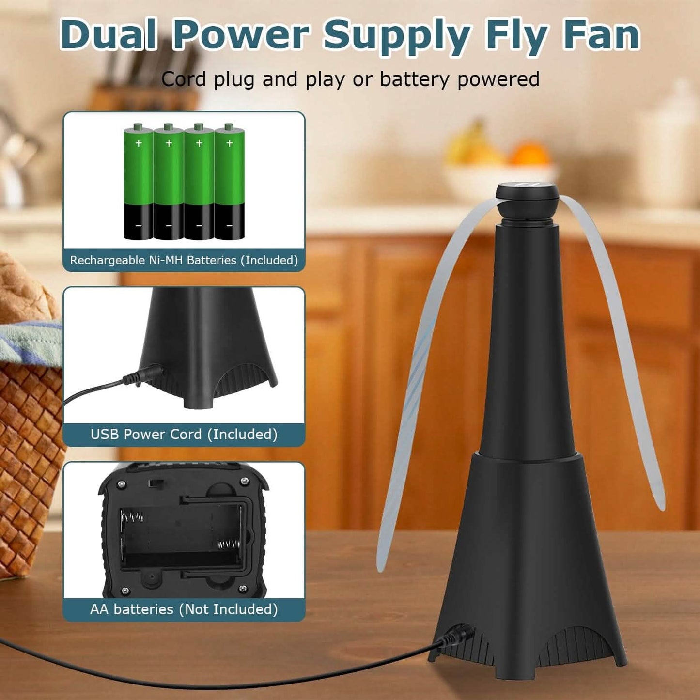 2-Pack: Portable Reflective Fly Repellent Fan Rechargeable Battery Powered