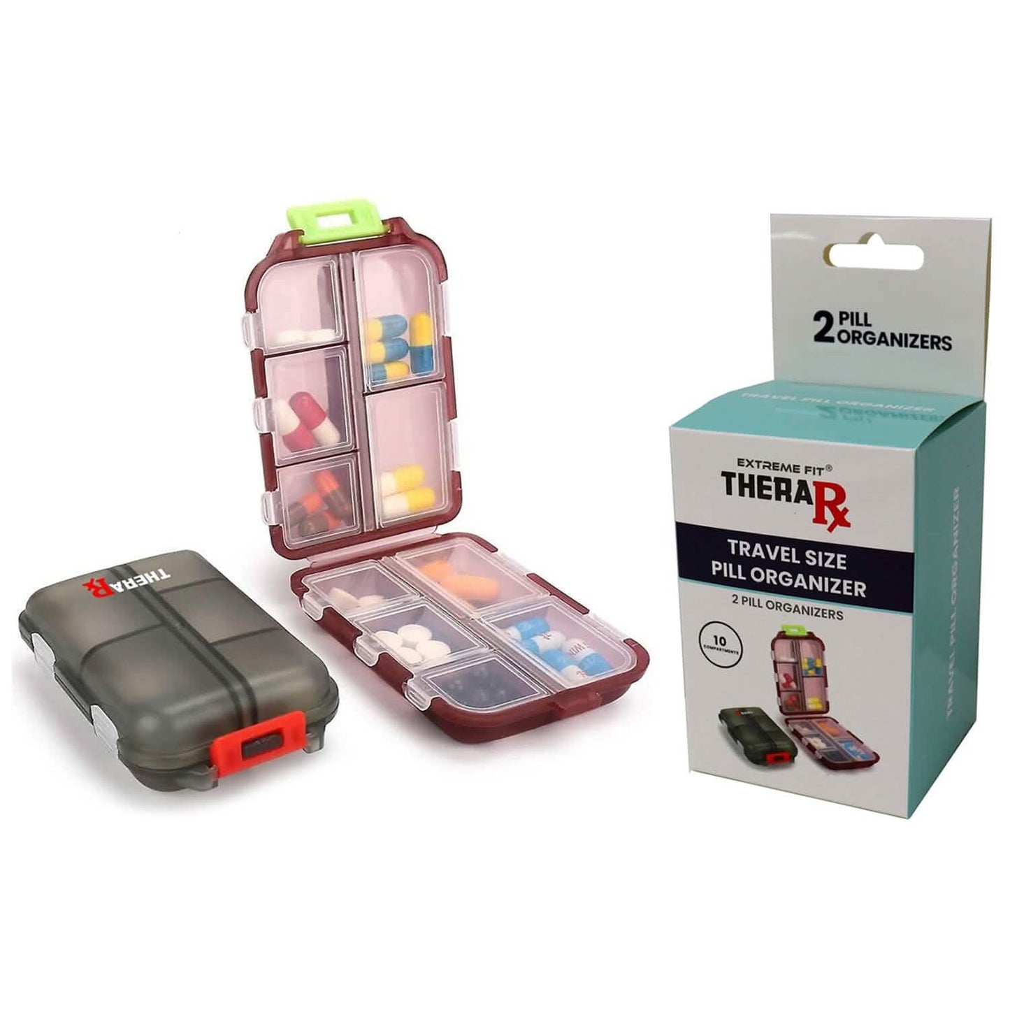 2-Pack: Portable Weekly Travel Pill Organizer Case