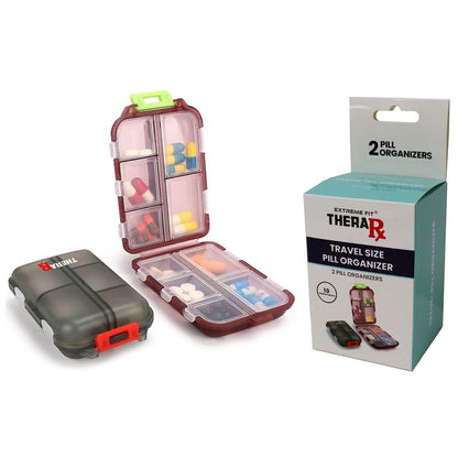 2-Pack: Portable Weekly Travel Pill Organizer Case