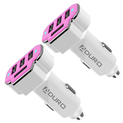 2-Pack: PowerUp 4 USB Port Car Charger Adapter