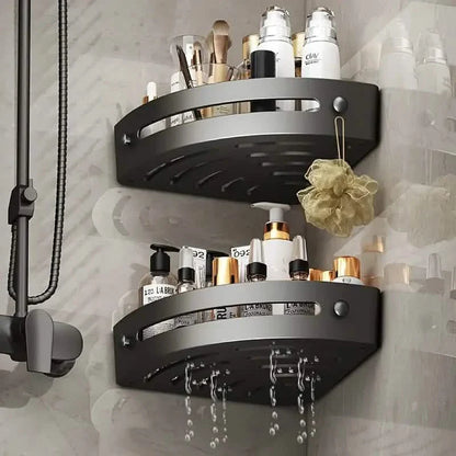 2-Tier: Rustproof Corner Shower Caddy, Adhesive Wall Mounted Shower Shelves No Drilling