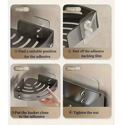 2-Tier: Rustproof Corner Shower Caddy, Adhesive Wall Mounted Shower Shelves No Drilling