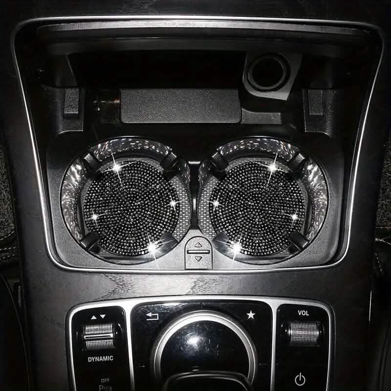 2-Pack: Shimmering Diamond Car Cup Mats