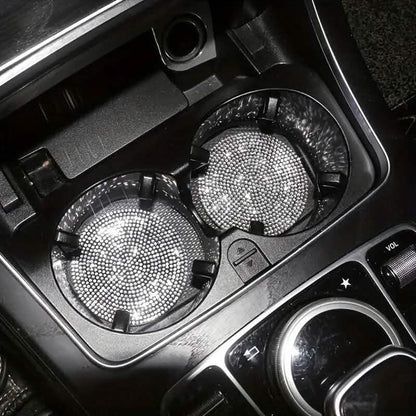 2-Pack: Shimmering Diamond Car Cup Mats