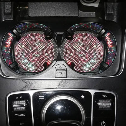2-Pack: Shimmering Diamond Car Cup Mats