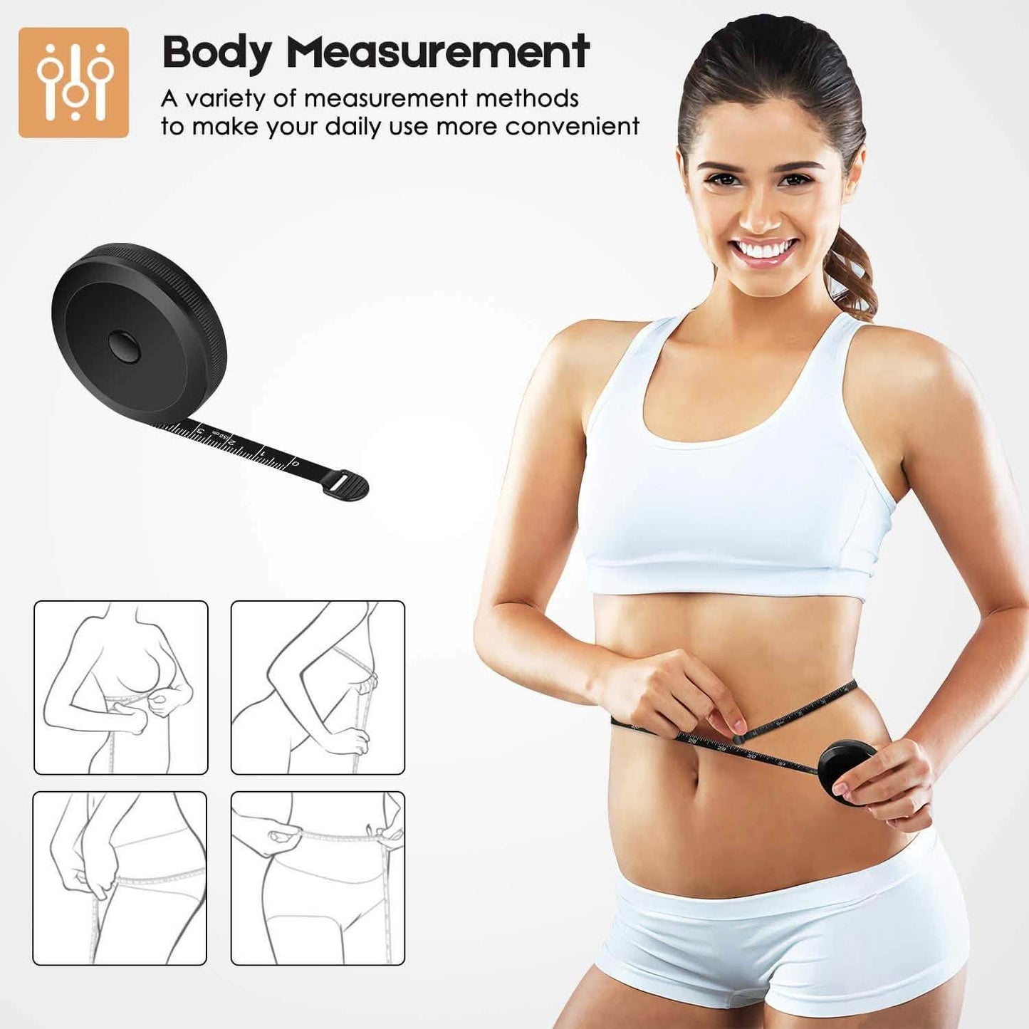 2-Pack: Soft Fashion Pink and Retractable Black Measuring Tape Set