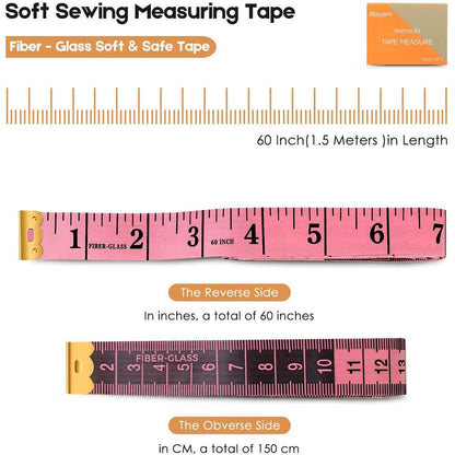 2-Pack: Soft Fashion Pink and Retractable Black Measuring Tape Set