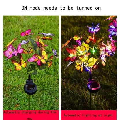 2-Pack: Solar-Powered Butterfly Flower Lamp