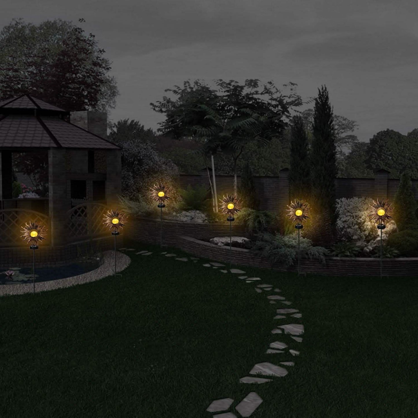 2-Pack: Solar Powered Glass Globe Stake Lamp