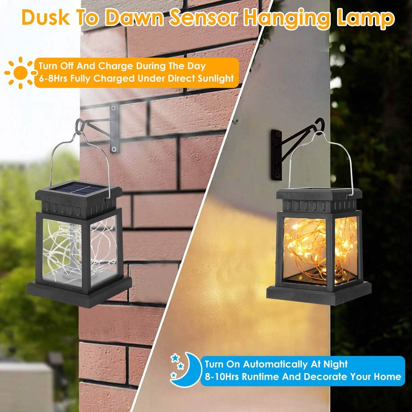 2-Pack: Solar Powered Hanging Lights 30 LED Beads