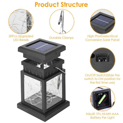 2-Pack: Solar Powered Hanging Lights 30 LED Beads