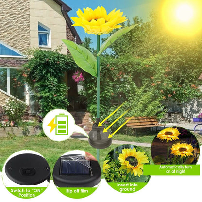 2-Pack: Solar Powered Sunflower Lights LED Decorative Stake Lamp