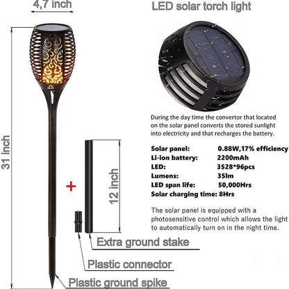 2-Pack: Solar Torch Lights Outdoor