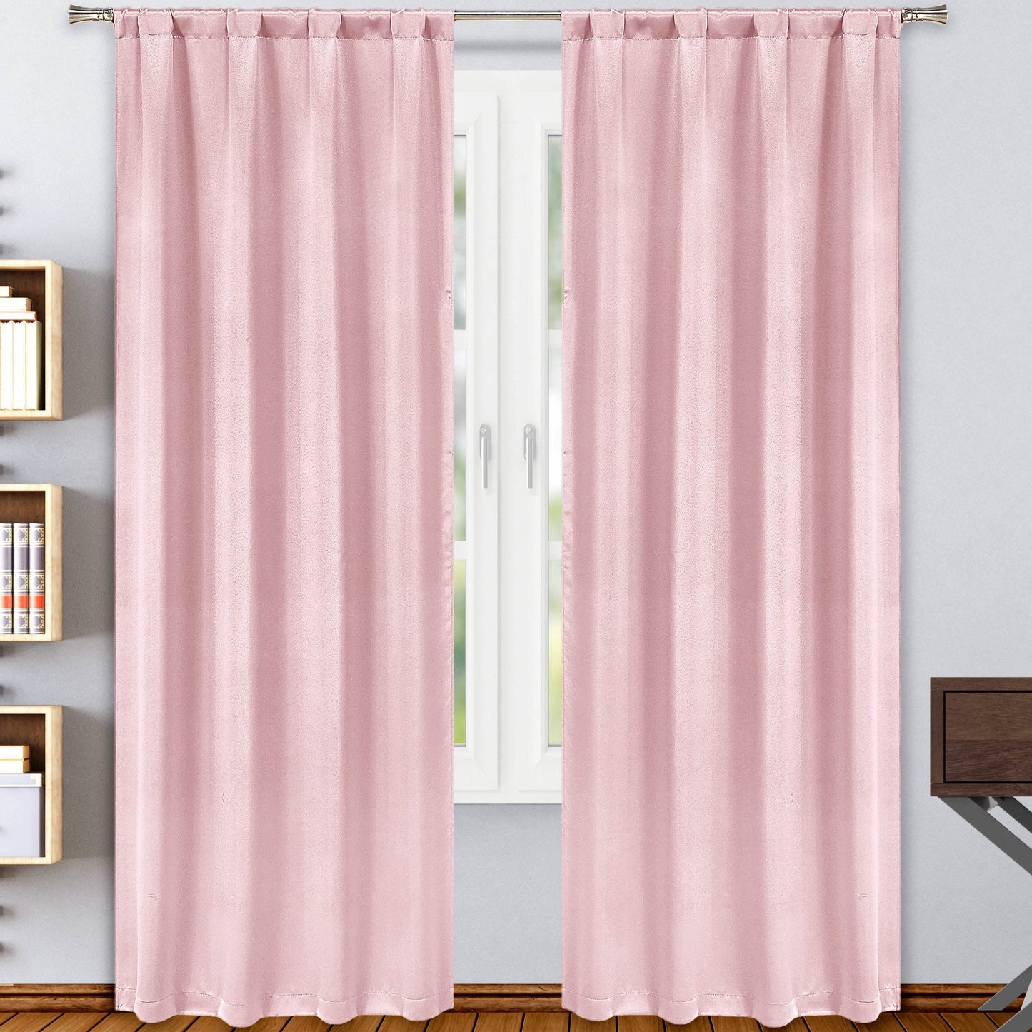 2-Pack: Solid Blackout Pole Top Window Curtain Panel